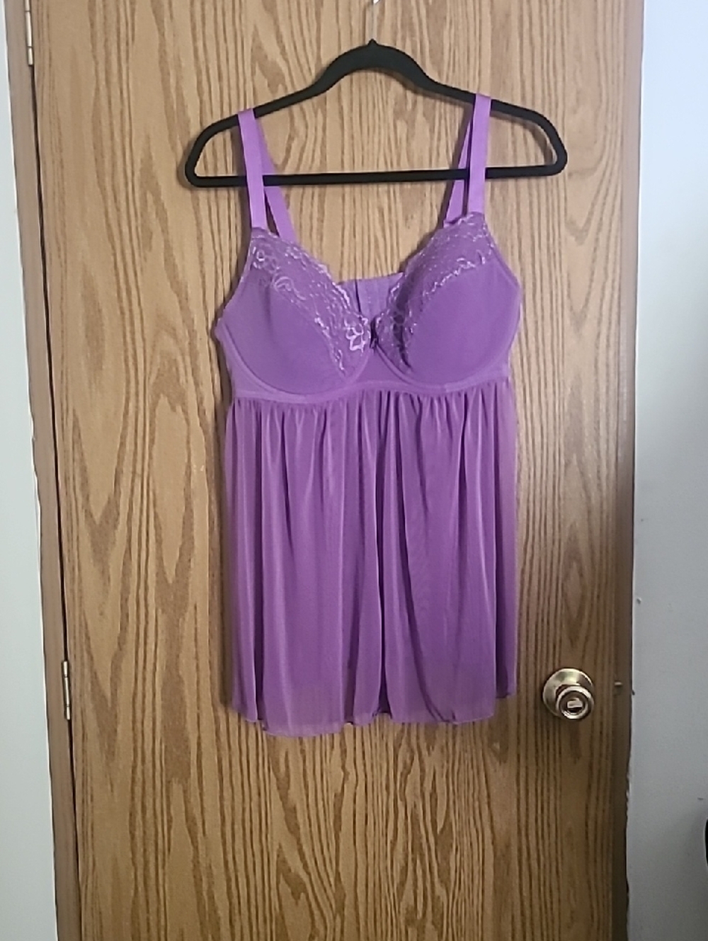Purple Lace-Trim Babydoll Chemise - Women Intimates & Sleepwear